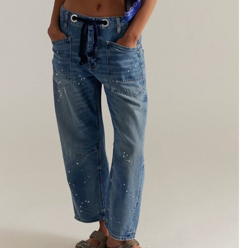 We The Free People Moxie Splatter Blue Women's Jeans